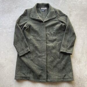 Vintage L.L.Bean Italian Wool Coat Bellandi Green Women's XL Longline Jacket